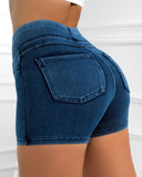 Pocket Design High Waist Denim Active Shots