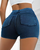 Pocket Design High Waist Denim Active Shots