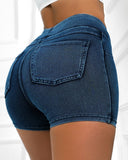 Pocket Design High Waist Denim Active Shots