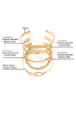 Gold Heart Plated Multi Layer Open Cuff Bracelet Set