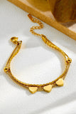 Gold Triple Heart Double Layer Adjustable Chain Bracelet