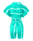 Tie Dye Print Corset Design Crop Top & Shorts Set