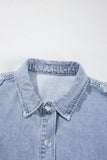 Dusk Blue Denim Pinup Folded Cap Sleeve Shirt