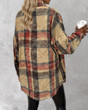 Plaid Pattern Long Sleeve Shacket Distressed Button Down Shirt