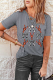 Gray Checkered Bow Crawfish Printed Summer Tee