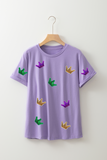 Wisteria Mardi Gras Crown Patched Graphic T Shirt