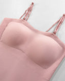 Spaghetti Strap Built in Bra Slim Fit Tank Top Sexy Back Criss Cross Workout Camisole Tops