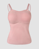 Spaghetti Strap Built in Bra Slim Fit Tank Top Sexy Back Criss Cross Workout Camisole Tops