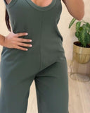 U Neck Thick Strap Casual Jumpsuit