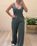 U Neck Thick Strap Casual Jumpsuit