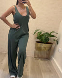 U Neck Thick Strap Casual Jumpsuit