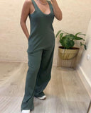 U Neck Thick Strap Casual Jumpsuit