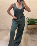 U Neck Thick Strap Casual Jumpsuit