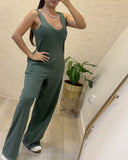 U Neck Thick Strap Casual Jumpsuit