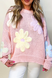 Pink Petals & Threads Embroidered Floral Sweater