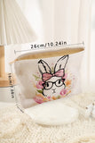 White Easter Bunny Print Corduroy Makeup Storage Bag