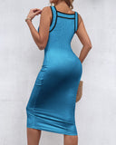 Contrast Binding Ribbed Bodycon Dress