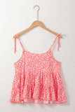 Red Floral Adjustable Straps Babydoll Tank Top