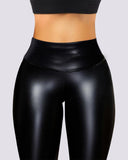 Thermal Warm Fleece Lined High Waist PU Leather Leggings