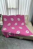 Bright Pink Color Block Rugby Football Pattern Fleece Blanket 127*152cm