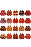 Orange Halloween Pumpkin Face Printed Waterdrop Shape Hook Earrings