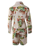 Tropical Print Buttoned Top & Shorts Sets