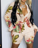 Tropical Print Buttoned Top & Shorts Sets