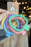 Pink 5Pcs Smile Face Tab Braided Hair Tie Set