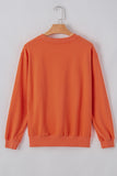 Orange Plain Drop Shoulder Crewneck Pullover Sweatshirt