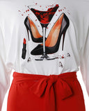 Wine Glass Print Colorblock Off Shoulder Romper