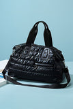 Black Quilted Puffy Large Capacity Waterproof Duffel Bag