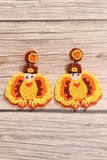 Yellow Halloween Turkey Beaded Drop Earrings