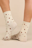 White Sweet Lettuce Trim Soft Crew Socks