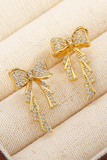 Gold Rhinestone Bow Knot Plated Stud Earrings