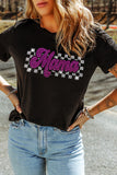 Black Rhinestone Mama Letter Graphic T Shirt