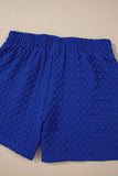 Sky Blue Jacquard Textured Buttoned Tee and Shorts Set