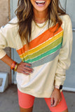 Black Rainbow Raglan Sleeve Crew Neck Plus Size Sweatshirt