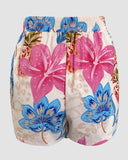 2 Pieces Outfit Floral Print Halter Slit Long Top and Casual Drawstring Shorts Set with Pockets