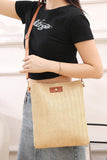Oatmeal Straw Woven Single Button Crossbody Bag
