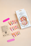 Bonbon Flower Print Almond Long Fake Nail