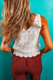 Beige Trendy Hollowed Knit V Neck Drawstring Sweater Vest