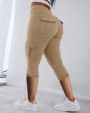 Butt Lifting Biker Capris Leggings High Waist Flap Pocket Workout Capris Gym Pants