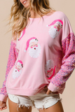 Pink Sequined Santa Claus Long Sleeve Christmas Sweatshirt