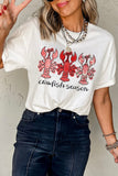 White Crawfish Season Fashion Graphic Crewneck T Shirt