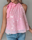 Tied Detail Allover Sequin Tank Top