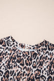 Brown Leopard Print Crew Neck Shift Short T Shirt Dress