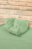 Smoke Green Fleece Lined Half Zipper Kangaroo Pockets Loose Hoodie