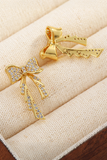 Gold Rhinestone Bow Knot Plated Stud Earrings