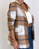 Plaid Pattern Lapel Neck Flap Detail Blazer