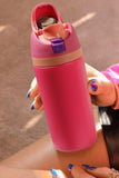 Strawberry Pink Insulated Stainless Steel Tumbler with Carry Loop 16oz